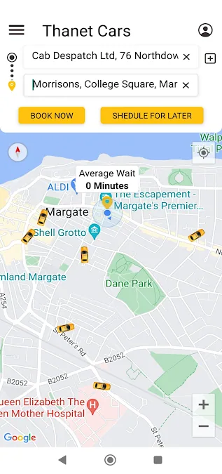 Thanet Cars live booking map powered by CabDespatch