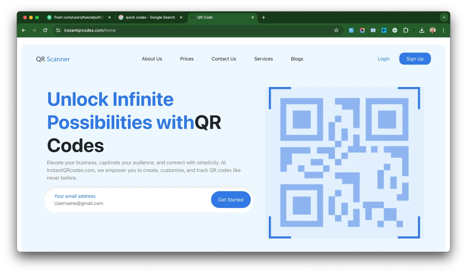 InstantCodes landing page